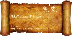 Mátyus Kinga névjegykártya