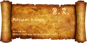 Mátyus Kinga névjegykártya